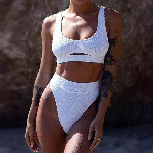 Low-cut Bikini Set White